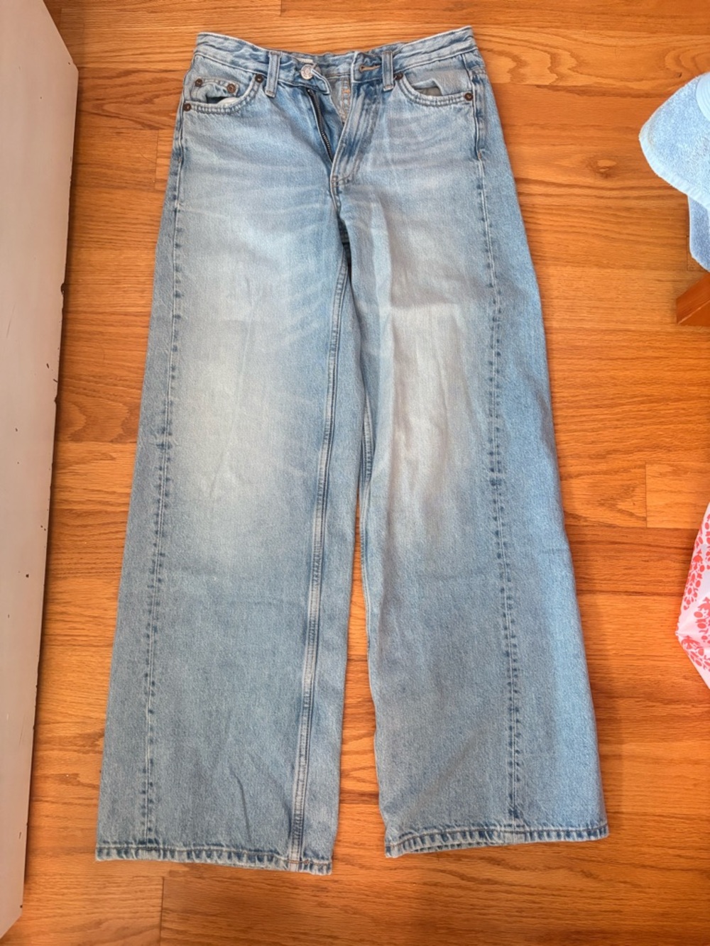 Zara Light Blue Wide Leg Jeans